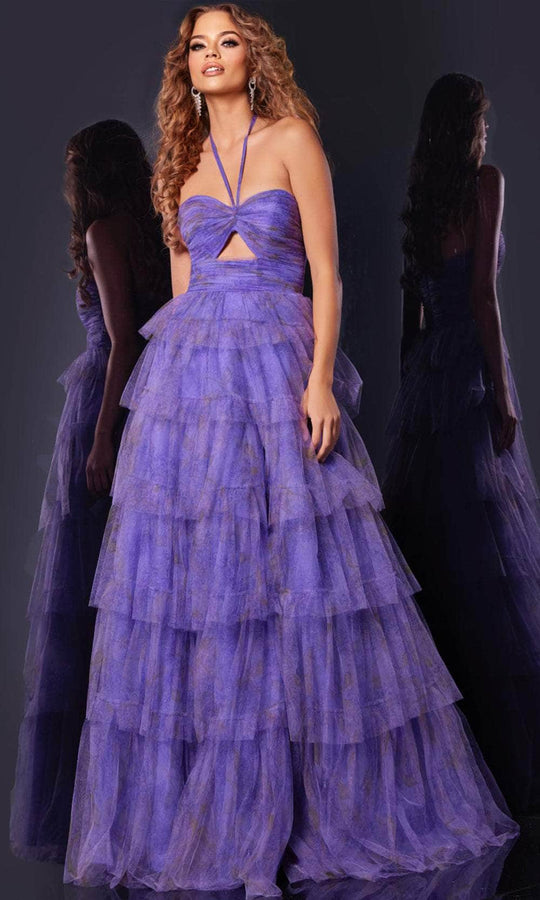 Jovani 43169 - Keyhole Halter Neck Prom Gown