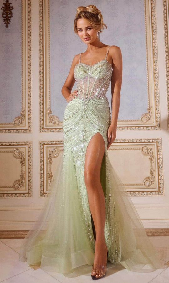 Jovani 43189 - Sheer Bodice V-Neck Prom Gown