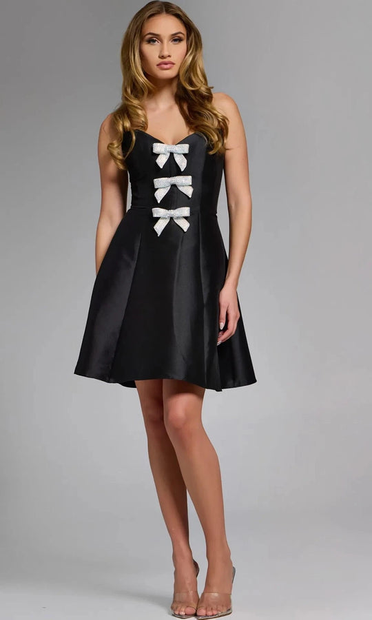 Jovani 43490 - Sweetheart Mini Dress with Rhinestone Bows