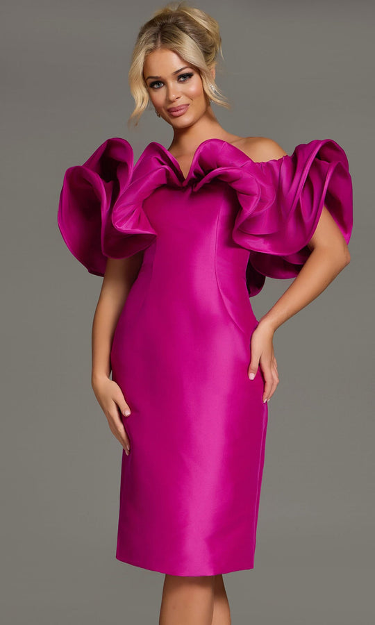 Jovani 43758 - Ruffled Off Shoulder Sheath Dress