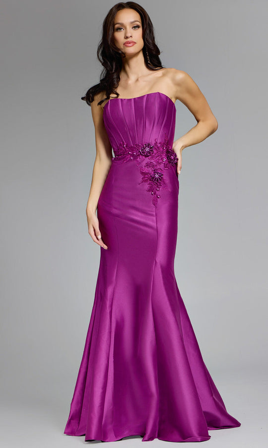 Jovani 43817 - Strapless Mermaid Gown with Floral Appliques