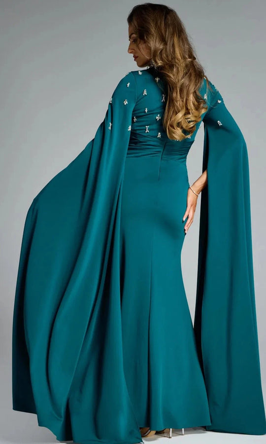 Jovani 43830 - Beaded V-Neck Gown with Cape Sleeves