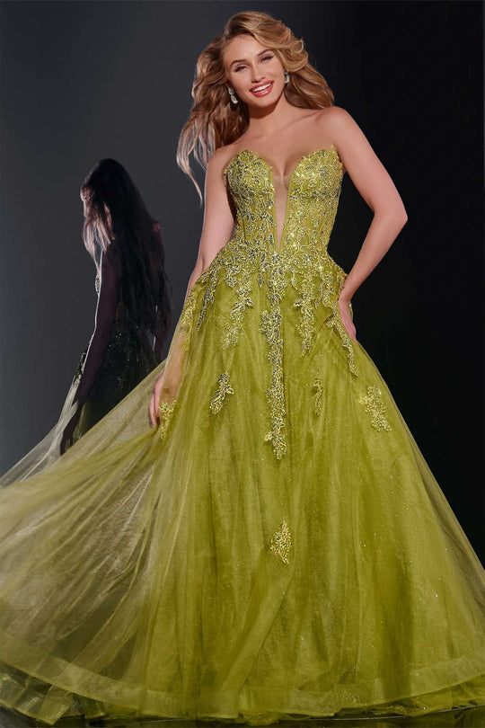 Jovani 43849 - Embroidered Tulle Prom Dress