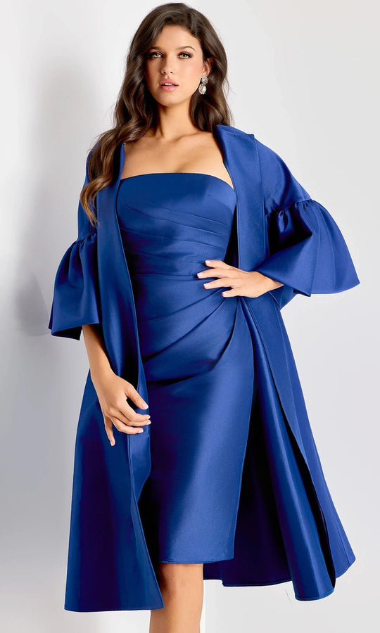 Jovani 44193 - Cape Bell Sleeve Knee-Length Dress