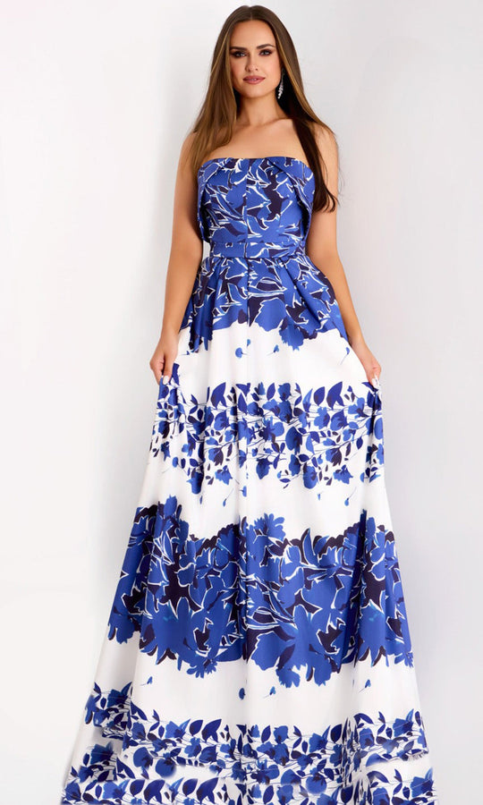 Jovani 44720 - Floral Print Strapless A-Line Gown