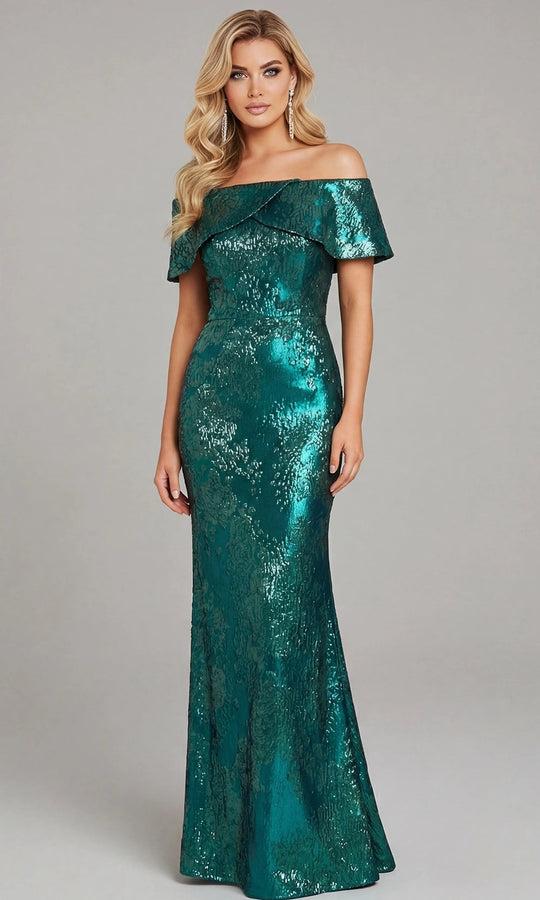 Jovani 44757 - Off Shoulder Metallic Evening Gown