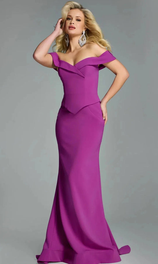 Jovani 44861 - Off Shoulder Sheath Gown with Fold Neckline