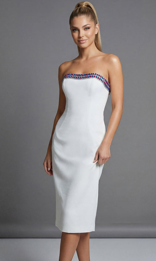 Jovani 44894 - Multicolor Crystal Trim Strapless Sheath Dress