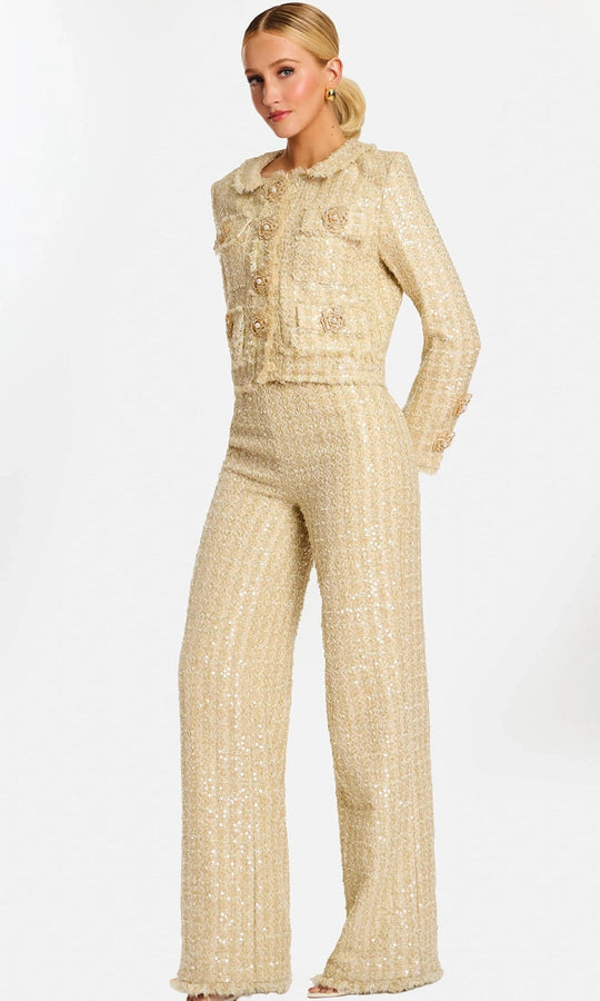 Jovani 45244 - Sequin Tweed Jewel Neck Pantsuit