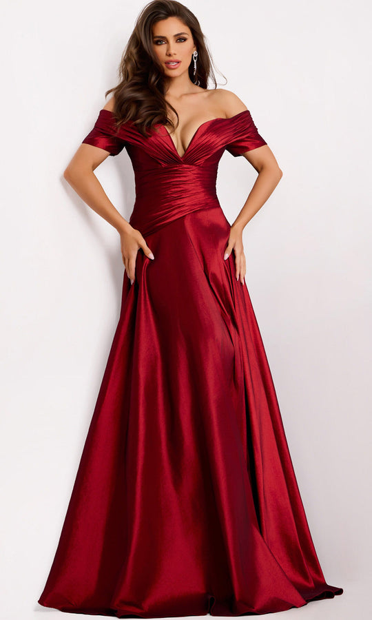 Jovani 45276 - Ruched Bodice Off Shoulder A-Line Gown