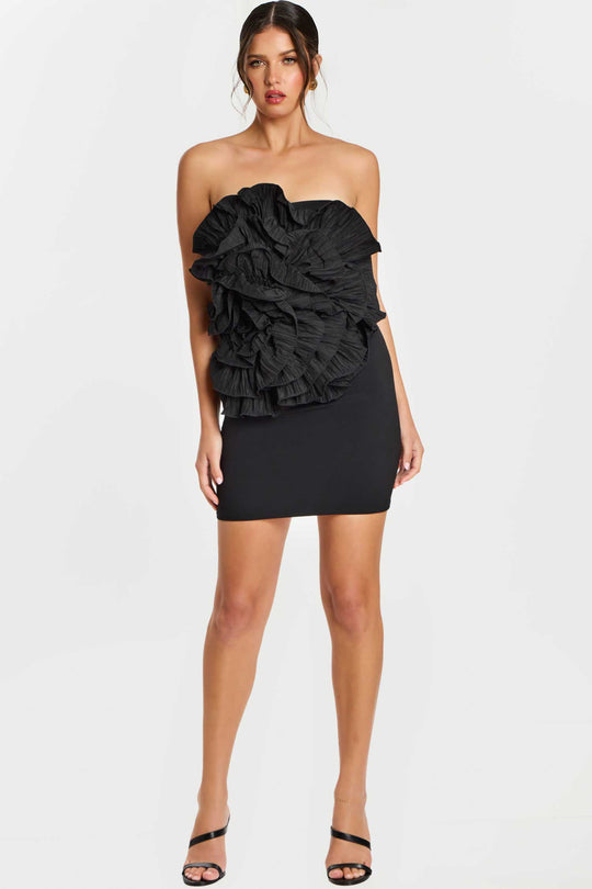Jovani 45451 - Straight Across Mini Dress with Ruffle Bodice