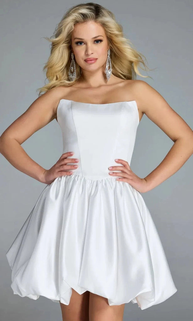Jovani 45497 - Short A-line Dress - Bubble Hem, Strapless, Gathered Skirt, Mid-Open Back 12 / Red - Shop Jovani dresses on Couture Candy at Jovani 45497 - Short A-line Dress - Bubble Hem, Strapless, Gathered Skirt, Mid-Open Back 12 / Red - Shop Jovani dresses on Couture Candy at