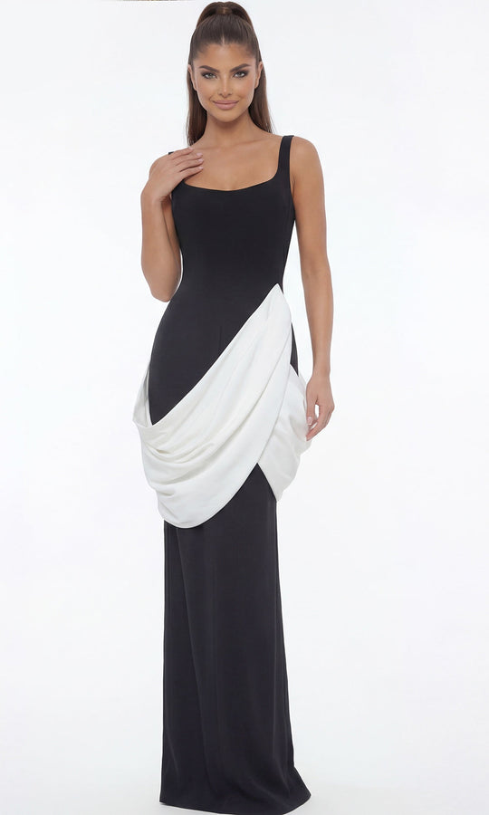 Jovani 45619 - Square Neck Draped Sheath Gown