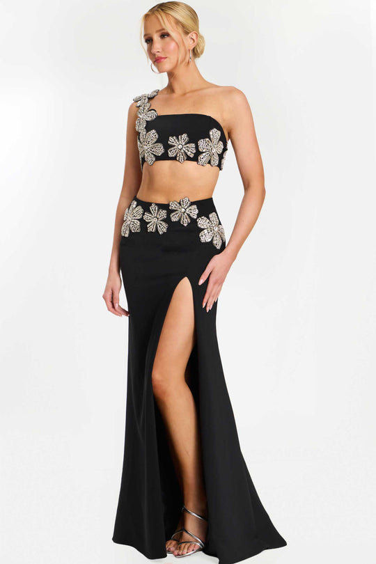 Jovani 46003 - One Shoulder Two Piece Gown with Slit