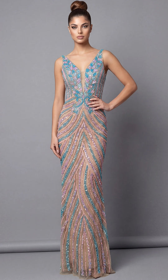 Jovani 46515 Beaded V-Neck Prom Dress