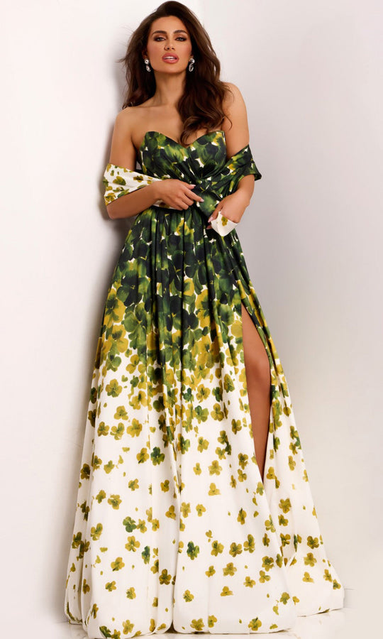Jovani 46723 - Strapless Sweetheart Floral Gown