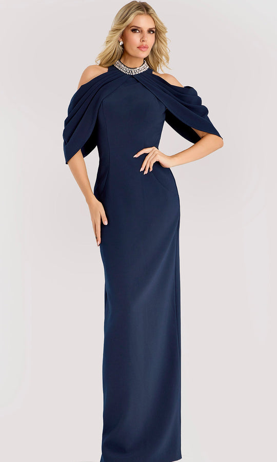 Jovani 46742 - High Neck Evening Gown with Draped Sleeves