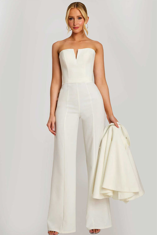 Jovani 46781 - Cropped Cape Jacket Wide Leg Jumpsuit