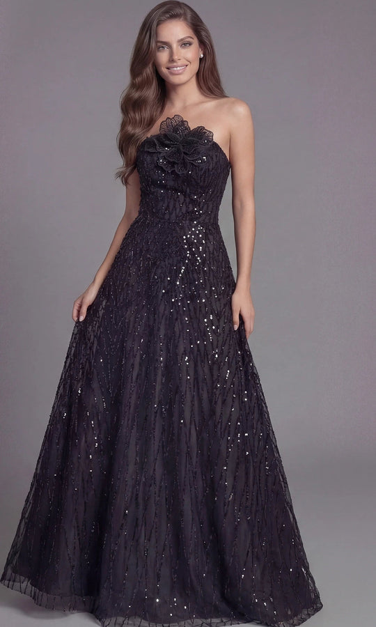 Jovani 46785 - Glitter Tulle A-Line Strapless Evening Gown