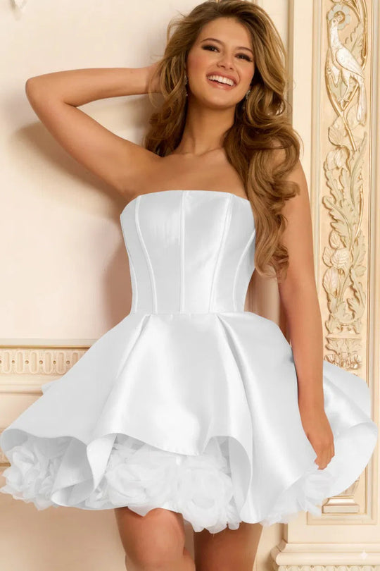 Jovani 47419 - Rosette Hem Strapless Party Dress