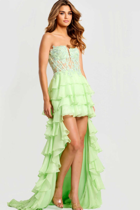 Jovani 47422 - Strapless High Low Tiered Dress