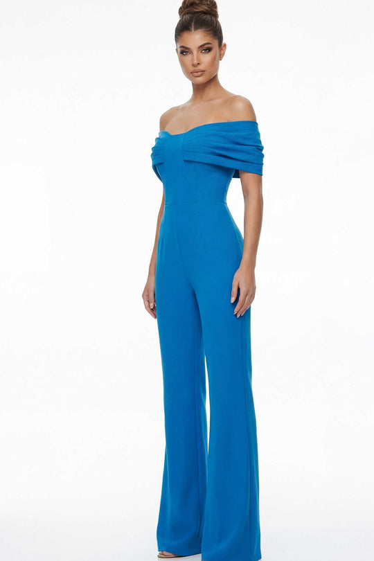 Jovani 47658 - Off Shoulder Straight Leg Jumpsuit