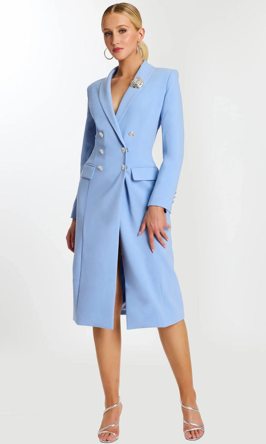 Jovani 47886 - Blazer Tea-Length Dress with Rose Brooch