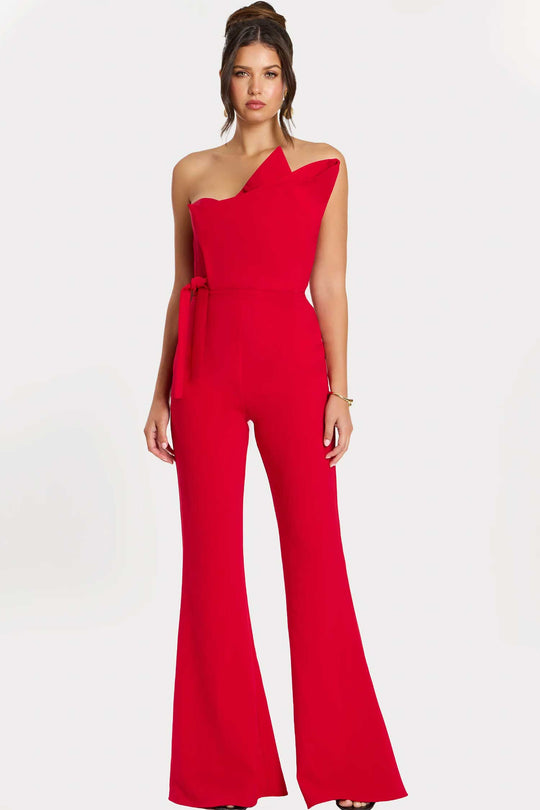 Jovani 48206 - One Shoulder Jumpsuit with Flared Legs