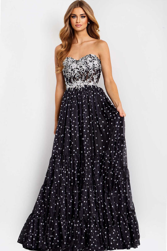 Jovani 49086 - Polka Dot Skirt Sweetheart Prom Gown