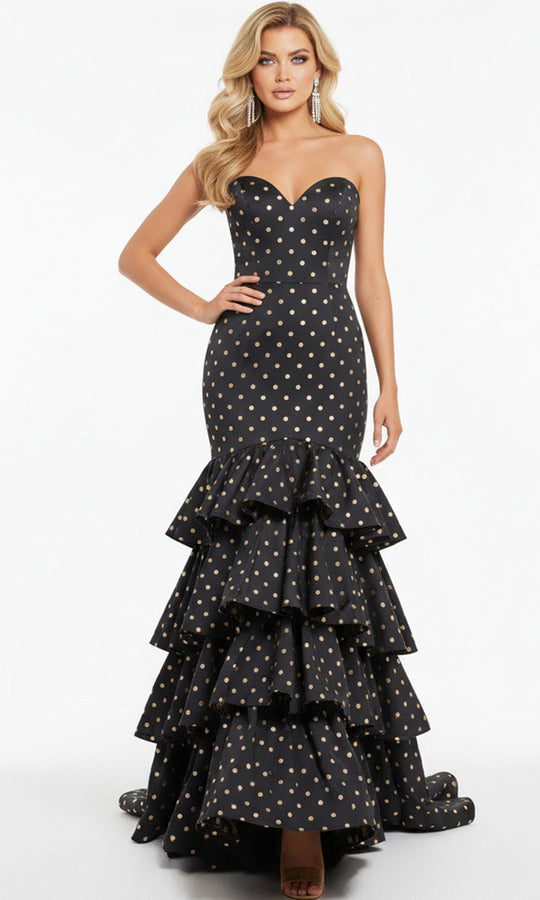 Jovani 49419 - Strapless Polka Dot Ruffle Dress