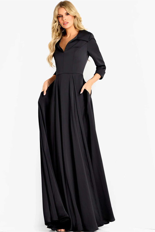 Jovani 50262 - Three-Quarter Sleeve A Line Evening Gown