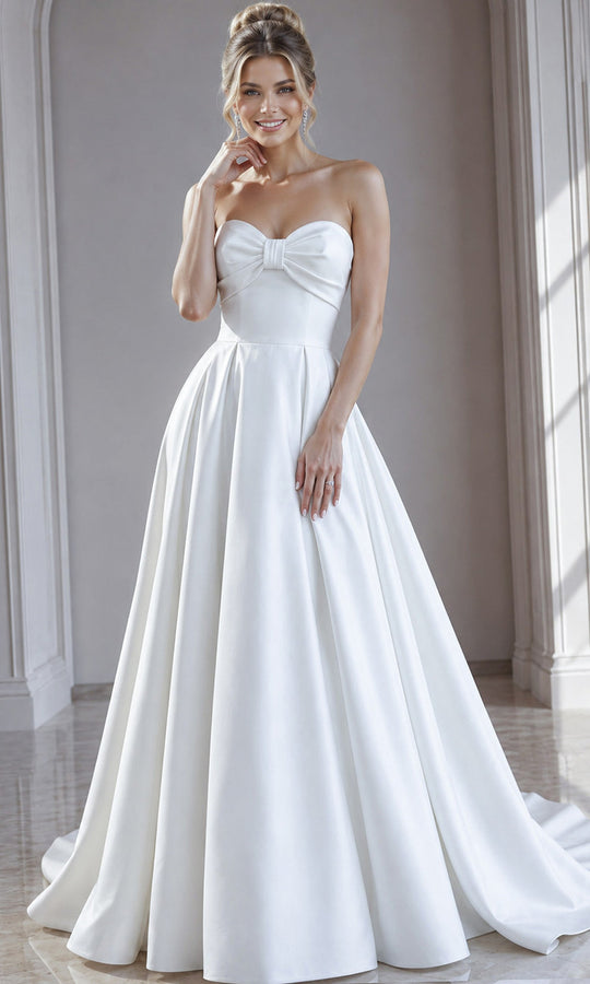 Jovani 50534 Strapless Bow Accent Satin Dress