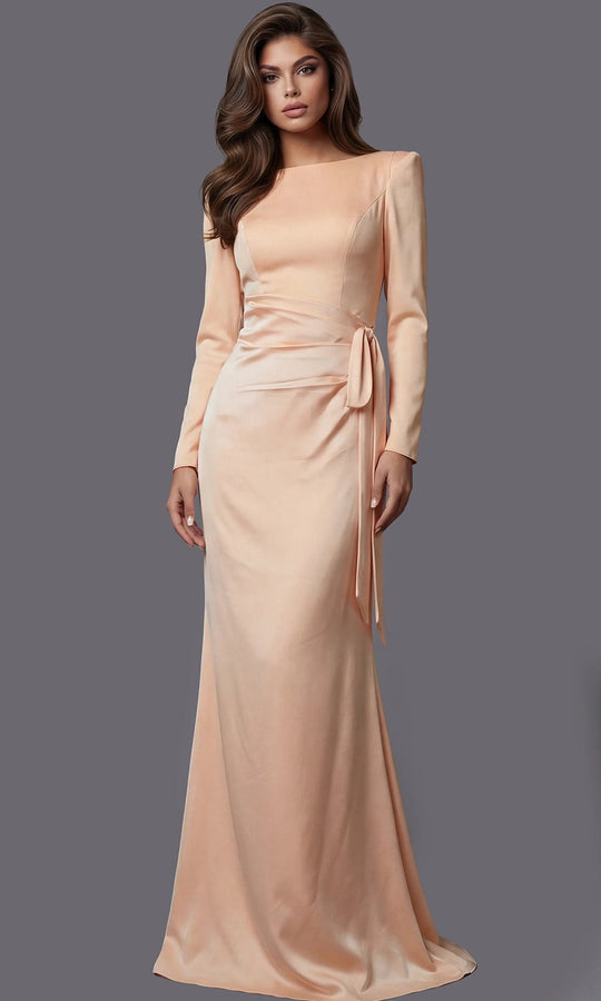 Jovani 51618 - Long Sleeve Bateau Evening Gown