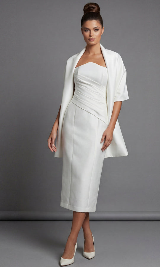 Jovani 51635 Strapless Tea Length Dress