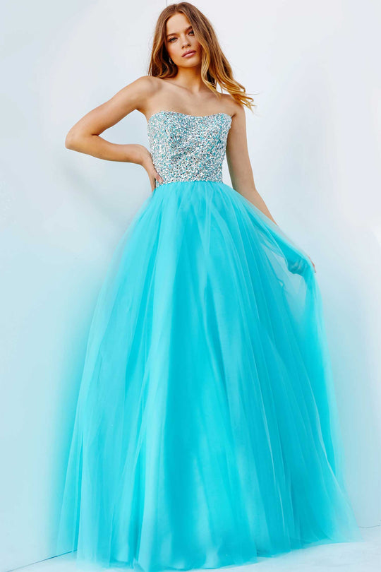 Jovani - 52131 Strapless Adorned Tulle Ballgown