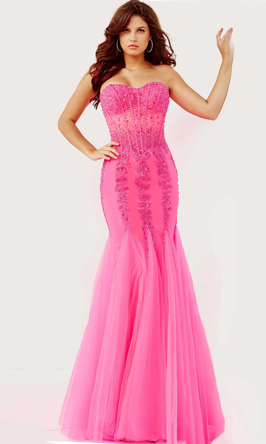 Jovani 5908 Strapless Sweetheart Corset Bodice Junior Prom Mermaid Gown