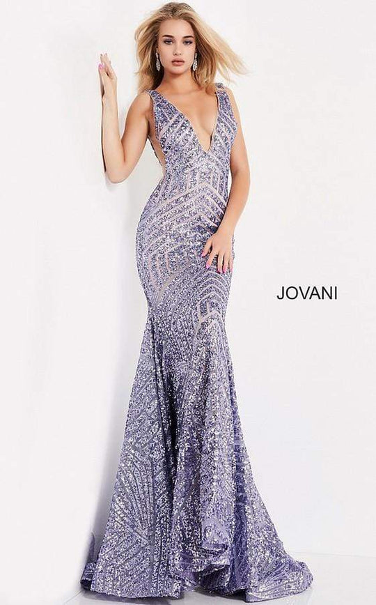 Jovani 59762 Sequined V-neck Prom Dress