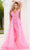 Jovani 62929 - Plunging Floral Beaded Prom Gown Special Occasion Dress 00 / Hot Pink/Hot Pink