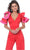 Jovani 68736SC - Cold Shoulder V Neck Jumpsuit Evening Dresses 12 / Red/Fuchsia