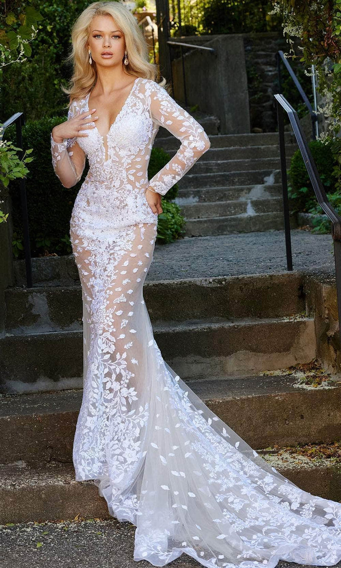 Jovani Bridal JB06861 - Illusion Mermaid Bridal Gown Bridal Dresses 00 / Ivory