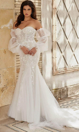 Jovani Bridal Lace Appliqued Mermaid Bridal Gown