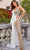 Jovani Bridal S07530 - Asymmetrical Sleeve Beaded Bridal Jumpsuit Bridal Dresses 00 / White/Silver