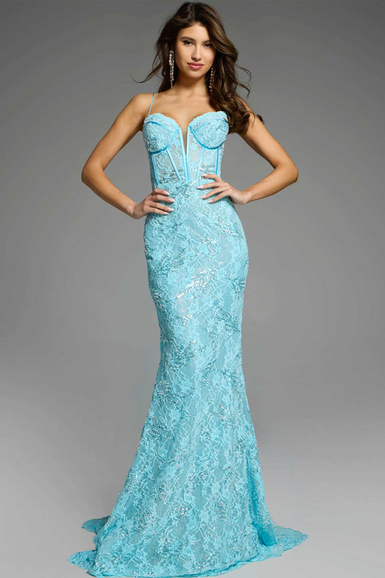 Jovani D5009 - Plunging Sweetheart Mermaid Prom Gown