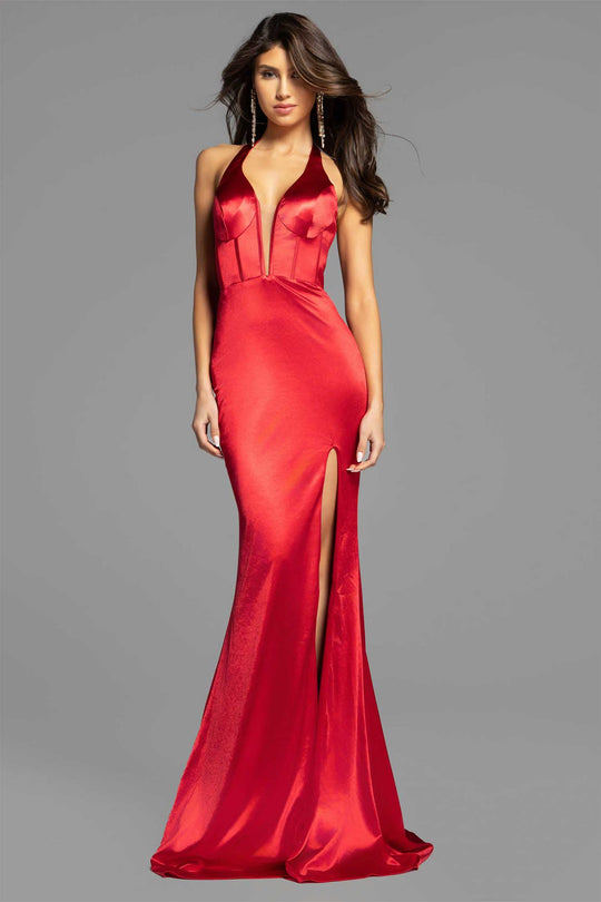 Jovani D5032 - High Slit Corset Prom Dress