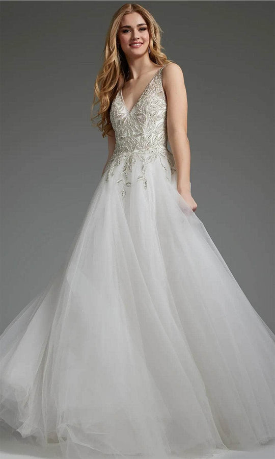 Jovani JB03500 - Beaded V-Neck Bridal Gown