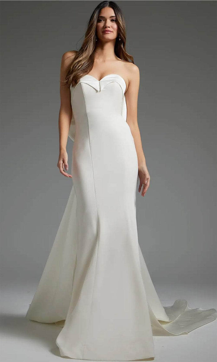 Jovani JB05352 - Bow Back Bridal Gown Bridal Dresses 00 / Ivory