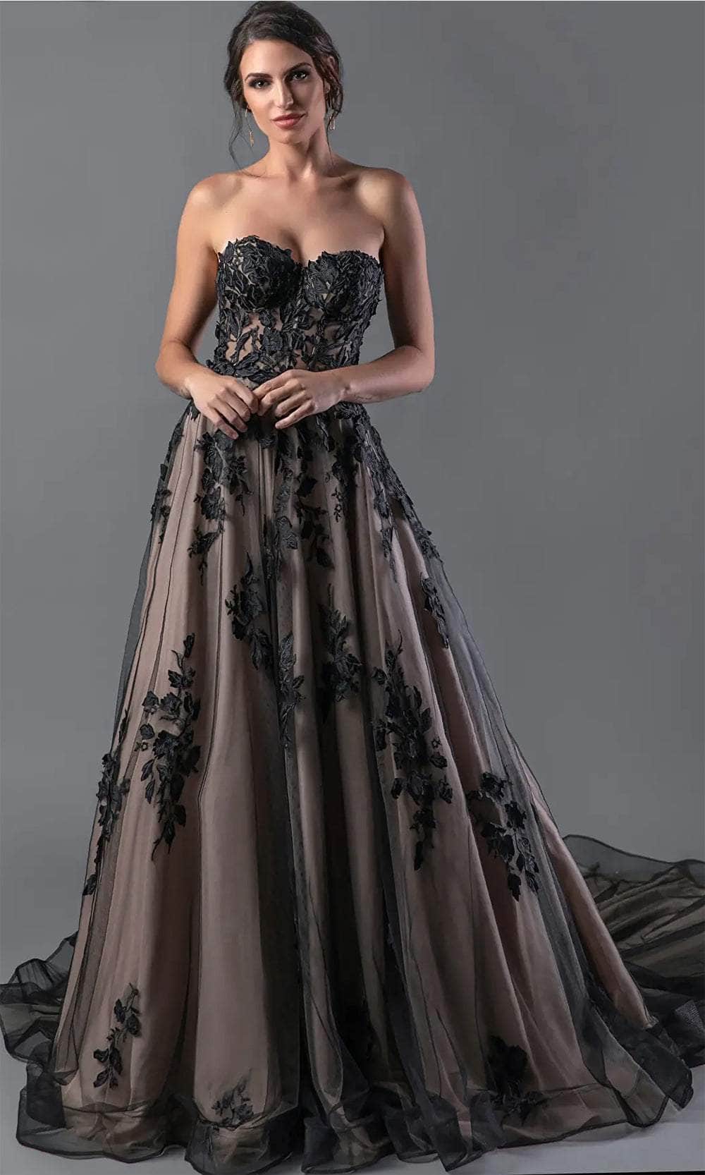 Jovani JB05361 Ball Gown Long Beaded Formal Dress - Black/Nude / 12 Jovani JB05361 Ball Gown Long Beaded Formal Dress - Black/Nude / 12