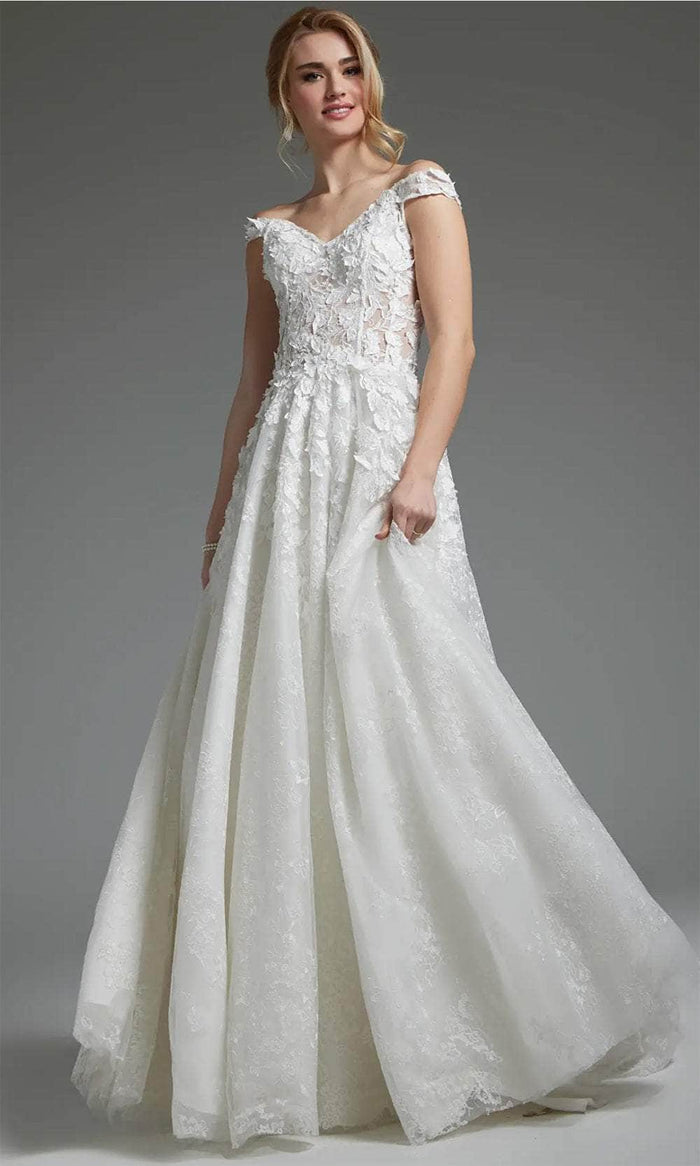 Jovani JB05402 - Off Shoulder A-Line Bridal Dress Bridal Dresses 00 / Off-White