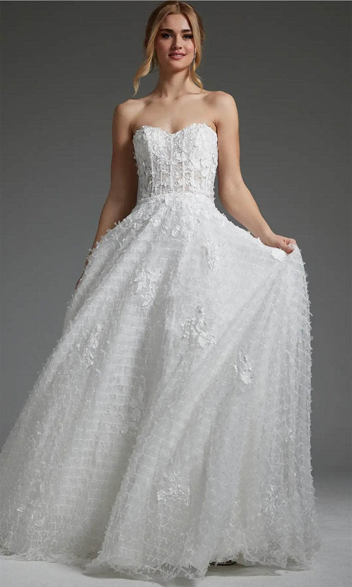 Jovani JB07165 - Textured Corset Bridal Gown Bridal Dresses 00 / Off-White