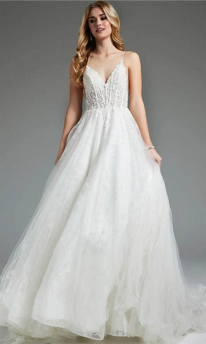 Jovani JB07647 - Glitter A-Line Bridal Gown Bridal Dresses 00 / Ivory